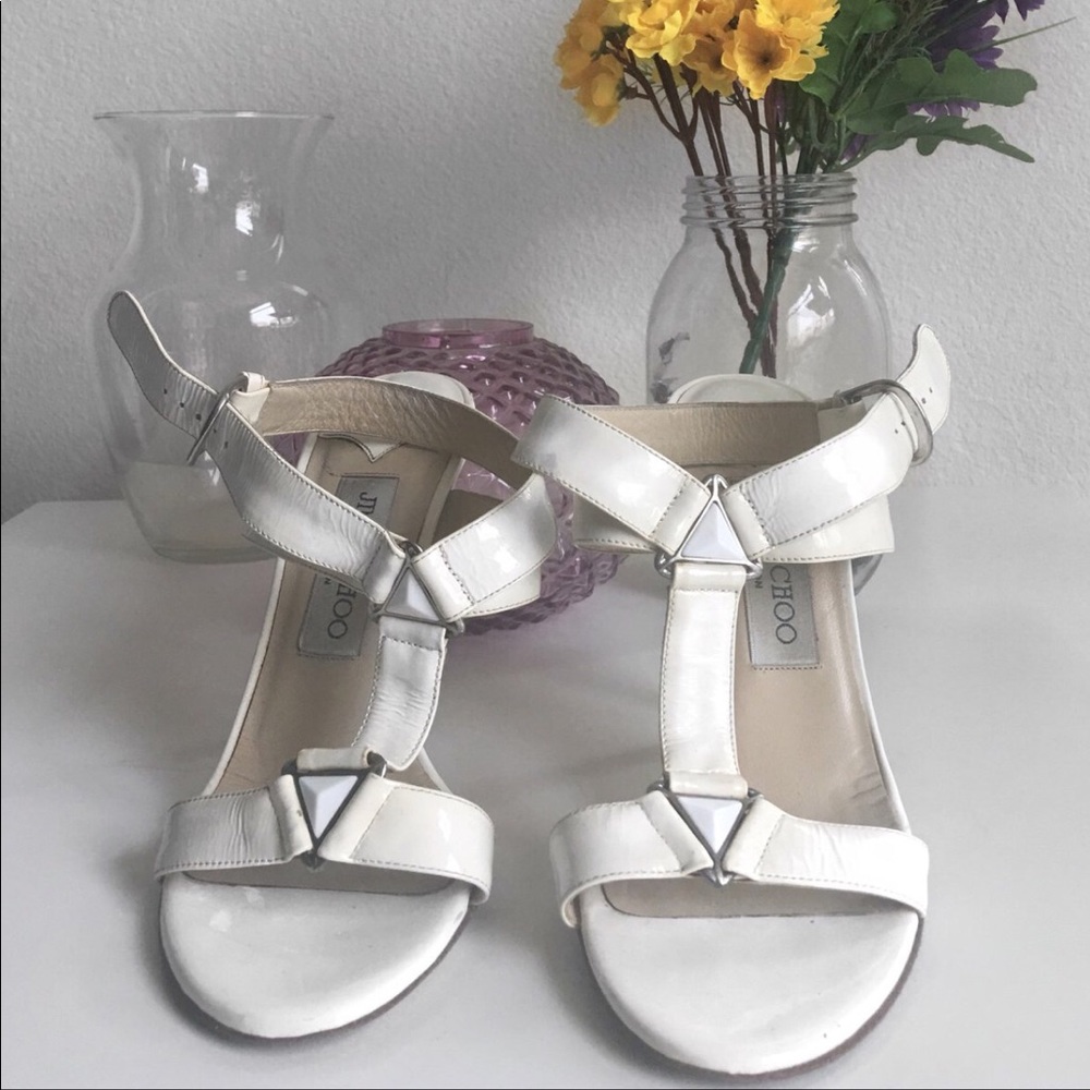 Vintage Jimmy Choo Strapy Heels in Cream